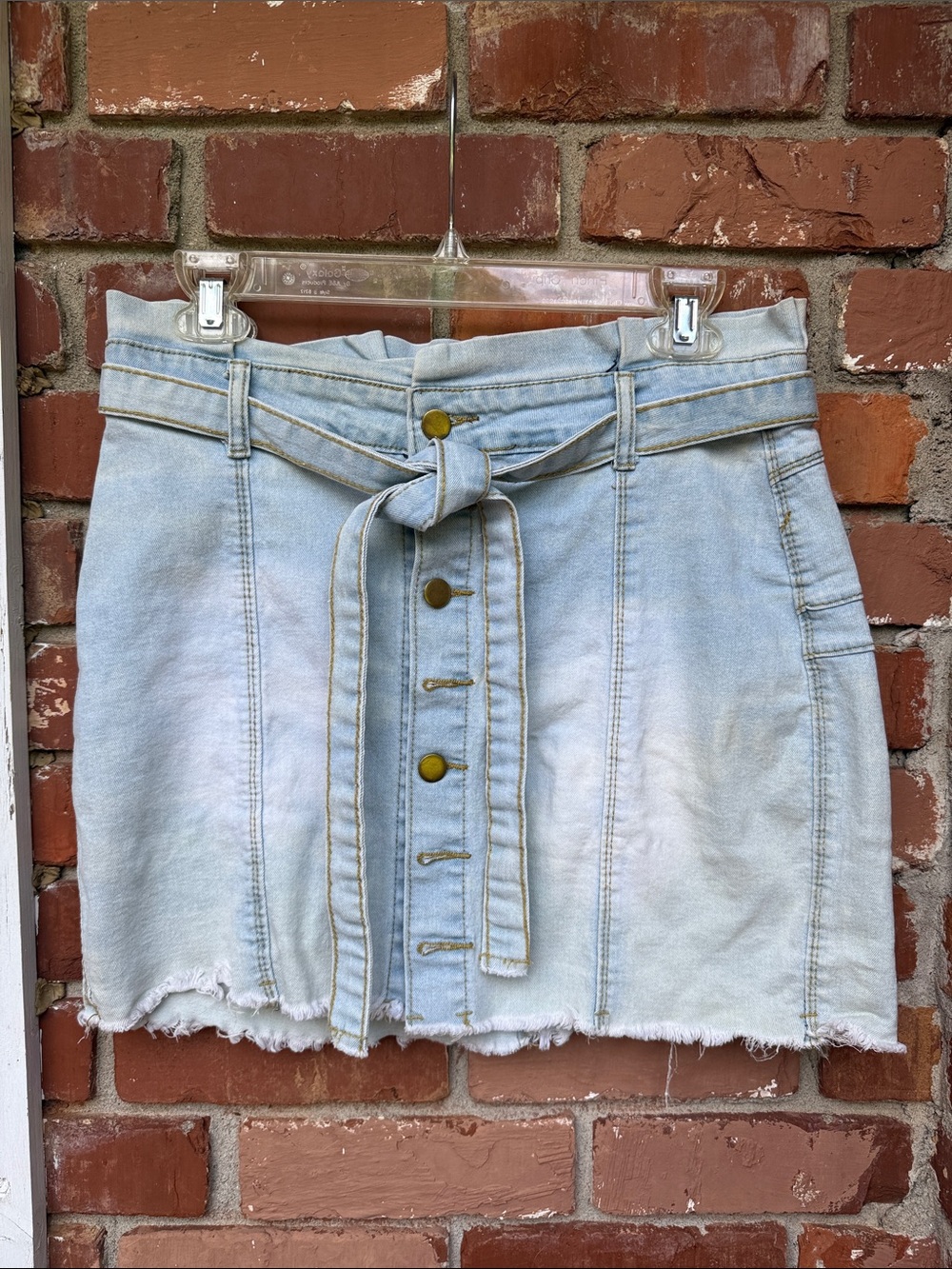 Ruffle top denim skirt